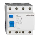 Residual Current Circuit Breaker 10kA, 63A, 4-pole, 30mA