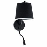 BERNI BLACK WALL LAMP WITH LED READER 1XE27 20W LE