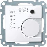 KNX room temperature controller UP/PI with 4-way button interface, active white glossy, system M