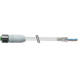 M12 fem. 0° A-cod. with cable shielded F&B PVC 4x0.34 shielded gy  60m