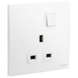 281111MW Mallia Senses 1 gang BS switched socket outlet single pole - 13A