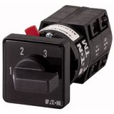 Step switches, TM, 10 A, center mounting, Contacts: 4, with black thumb grip and front plate
