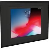 In-wall docking station for iPads 10,2inch and 10,5inch with charging function, black anodized aluminium with black glass cover