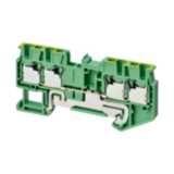 Ground multi conductor DIN rail terminal block with 4 push-in plus con