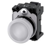 Indicator lights, 22 mm, round, metal, shiny, white, lens, smooth, with holder, LED module with integrated  3SU1153-6AA60-3AA0-Z Y13