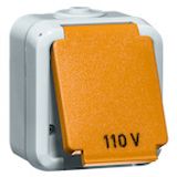 Wcd opb IP54, USA 125 V, 2-polig+E,NEMA 5-15 R, deksel met opdruk 110 