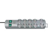 Primera-Line extension socket 10-way silver 2m H05VV-F 3G1,5 each 5 sockets switched *FR*