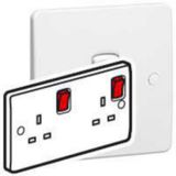 Double pole socket outlet Synergy - 2 gang red rocker - 13 A 250 V~ - white