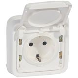 Socket outlet Plexo IP 55 antibacterial-French std-2P+E-complete-Artic white