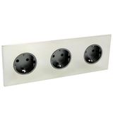 Art d'Arnould univers Epure triple standard Schuko horizontal power socket 2P+E 16A 250V - Mirror Steel