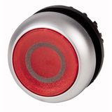 Illuminated pushbutton actuator, RMQ-Titan, Flush, maintained, red, inscribed, Bezel: titanium