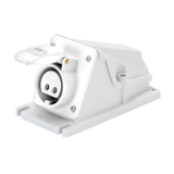 90° ANGLED SURFACE-MOUNTING SOCKET-OUTLET - IP44 - 2P 16A 20-25V and 40-50V d.c. - WHITE - 10H - SCREW WIRING