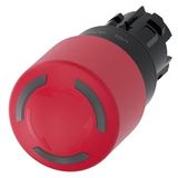 EMERGENCY STOP mushroom pushbutton, illuminable, 22 mm, round, plastic, red, 30 3SU1001-1GB20-0AA0-Z Y13