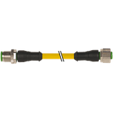 M12 male 0° / M12 female 0° A-cod. PUR 3x0.34 ye UL/CSA+drag ch. 3m