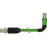 M12 male 0° D/RJ45 90° left PVC 1x4xAWG22 shielded gn+dragch 15m