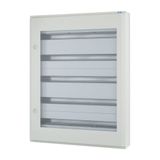 Complete surface-mounted flat distribution board with window, grey, 33 SU per row, 5 rows, type C