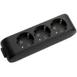 X-tendia Black Three Gang Earthed Socket with Shutte