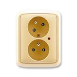 5593A-C02357 D Double socket outlet with earthing pins, shuttered, with turned upper cavity, with surge protection