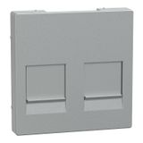 Central plate for Modular Jack 2-gang with dust protection slide, aluminum, System M