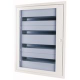 Complete flush-mounted flat distribution board with window, white, 24 SU per row, 5 rows, type C