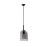 Double Layered Smoky Glass Black Cord Black Metal Base LED E27 1x12 Watt 230 Volt IP20 Bulb Excluded D: 18 H: 240 cm Adjustable height