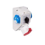 Electrical socket block with switch PCE 3P+N+T/16A/IP44 2x230V