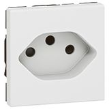 Socket outlet Mosaic - Swiss - 2P+E type - automatic terminals - 2 mod. - white