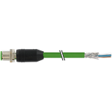 M12 male 0° Y-cod. with cable PUR AWG20/26 shielded gn+drag-ch 3m