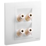 Mallia Senses 2 gang single loudspeaker socket outlet - Matt White