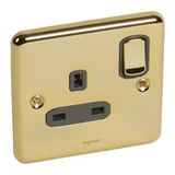 Synergy Authentic 1 gang switched single pole BS socket outlet 13A Glossy gold