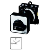Step switches, T0, 20 A, rear mounting, 2 contact unit(s), Contacts: 3, 45 °, maintained, With 0 (Off) position, 0-3, Design number 8311