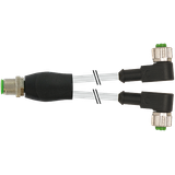 Y-Distributor M12 male/M12 fem. 90° A-cod. PUR 3x0.34 gy+dragch. 0.6m