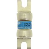 Eaton Bussmann series TPS telecommunication fuse, PCB tab, bolt tag, 170 Vdc, 70A, 100 kAIC, Non Indicating, Current-limiting, Non-indicating, Glass melamine tube, Silver-plated brass ferrules