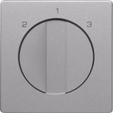 Centre plate rotary knob 3-step switch, Berker Q.1/Q.3, alu velvety, l