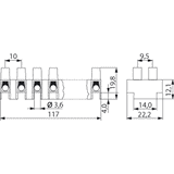 KB242.10 | Terminal strip 242.10SP-AK, 10-p, 4 mm², foot