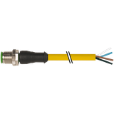 M12 male 0° A-cod. with cable PUR 4x0.34 ye UL/CSA+drag ch. 6.0m