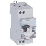 Differential circuit breaker DX³4500 high inlet and low outlet screw U+N 230V~ - 25A typeAC 30mA - curve C - 2 modules