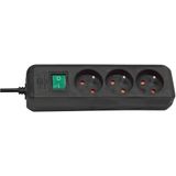 Eco-Line extension lead with switch 3-way black 3m H05VV-F 3G1,5 *FR*