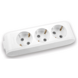 X-tendia White Three Gang Earthed Socket with Shutte