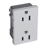 American type 2x2P+E socket outlet Arteor 15 A 127 V - 3 modules - alu