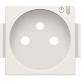 Finishing set for connected switching socket outlet with pin earthing and control button, white