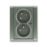 5583F-C02357 34 Double socket outlet with earthing pins, shuttered, with turned upper cavity, with surge protection