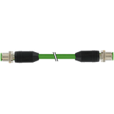 M12 male 0° X/M12 male 0° D PUR 1x4xAWG24 shielded gn+dragch 4m