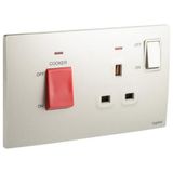 Mallia Senses - 2 gang cooker unit control - 45A - with BS socket outlet - 13A - Champagne