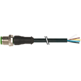 M12 male 0° B-cod. with cable PUR 5x0.34 bk UL/CSA+drag ch. 30m