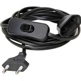Euro ext. cord, with switch, 3m black