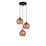 Copper Glass   Black Metal   LED E27 3x12 Watt 230 Volt   IP20 Bulb Excluded  D: 35 H: 155 cm Adjustable height