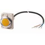 Indicator light, Flat, Cable (black) with non-terminated end, 4 pole, 3.5 m, Lens yellow, LED white, 24 V AC/DC