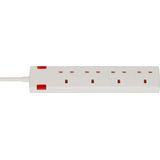 Extension lead with neon indicator 4-way white 2m H05VV-F 3G1,25 *GB*