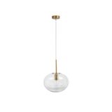 Clear Glass   & Brass Gold Metal  White Cord   LED E27 1x12 Watt 230 Volt   IP20 Bulb Excluded  D: 28 H: 190 cm Adjustable height